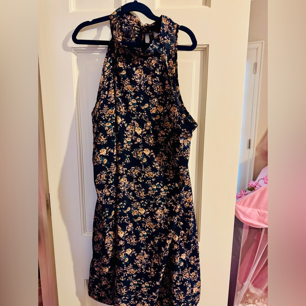 Sheen, high neck, tie neck floral dress